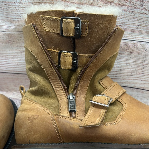 Pajar biker style leather and shearling boots size 8US - Picture 6 of 8